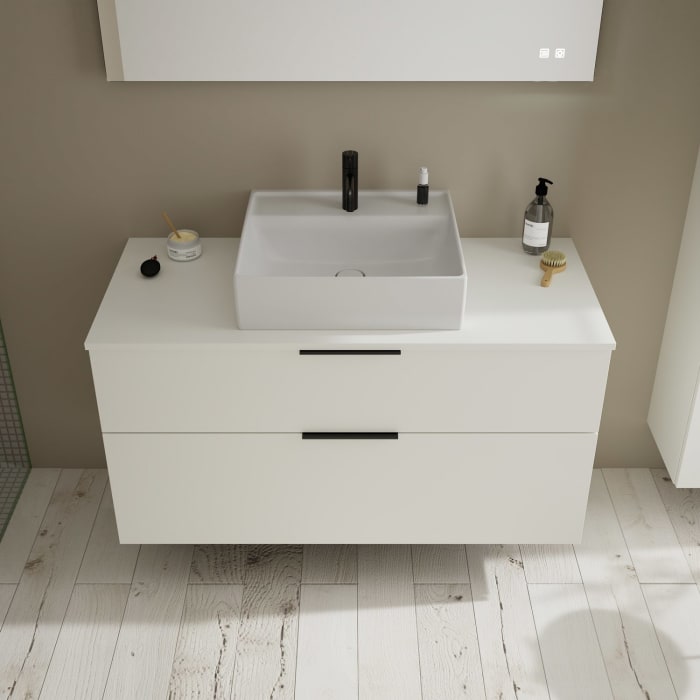 burgbad Eqio Waschtischkombination mit Keramik-Aufsatzwaschtisch 120 cm, mit Griff G0200