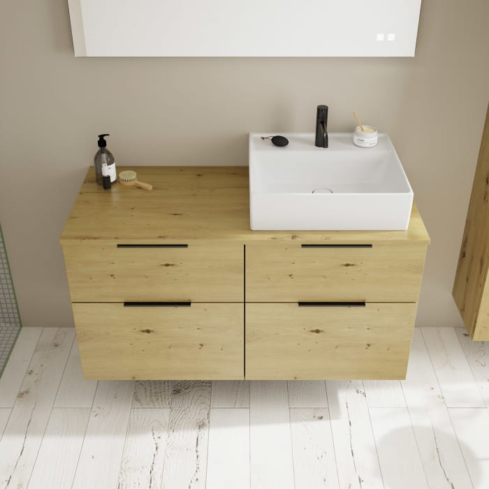 burgbad Eqio Waschtischkombination mit Keramik-Aufsatzwaschtisch 120 cm, rechts, mit Griff G0200