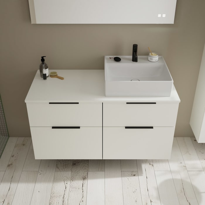 burgbad Eqio Waschtischkombination mit Keramik-Aufsatzwaschtisch 120 cm, rechts, mit Griff G0200