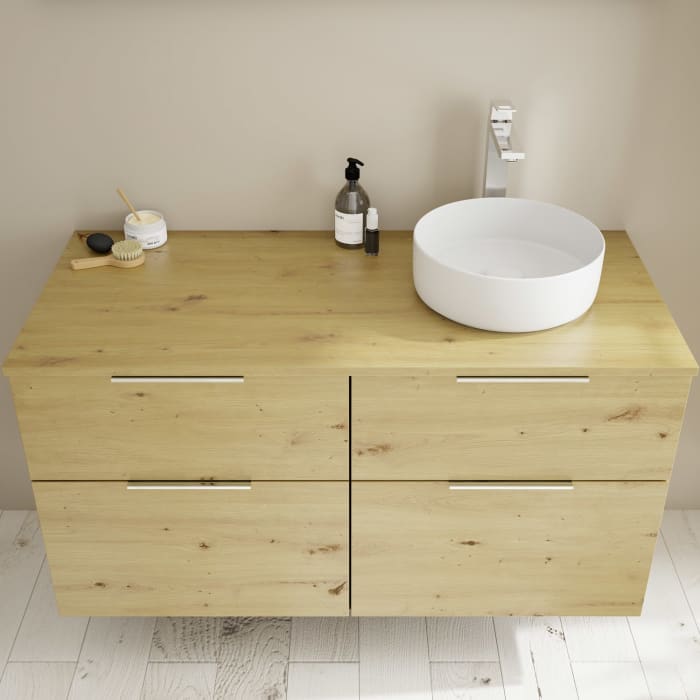 burgbad Eqio Waschtischkombination mit Keramik-Aufsatzwaschtisch 120 cm, rechts, mit Griff G0146