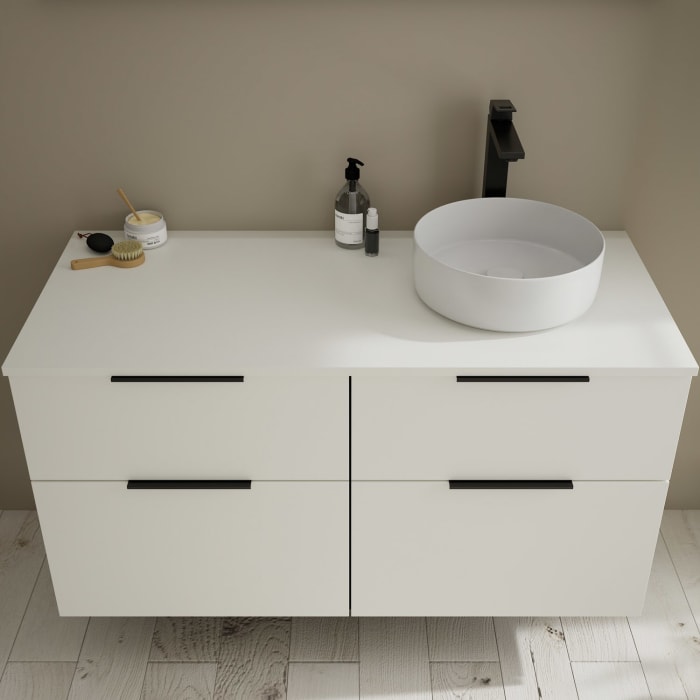 burgbad Eqio Waschtischkombination mit Keramik-Aufsatzwaschtisch 120 cm, rechts, mit Griff G0200