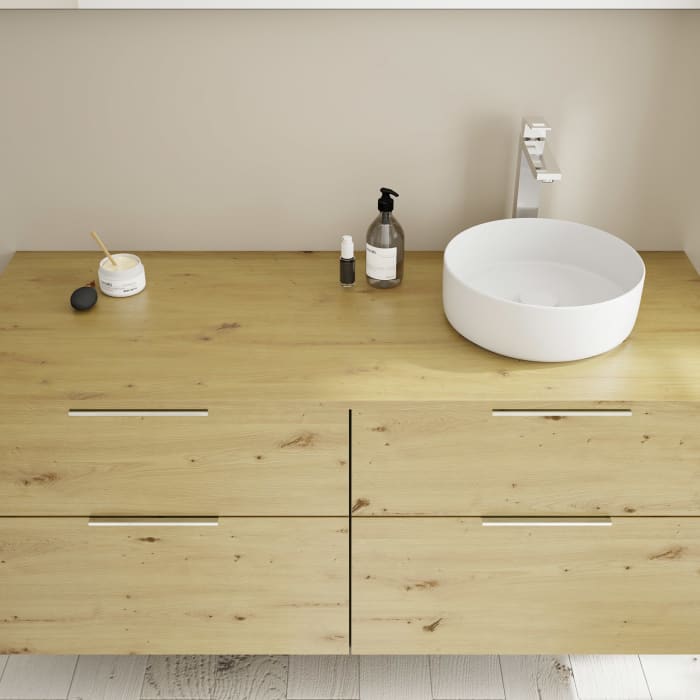 burgbad Eqio Waschtischkombination mit Keramik-Aufsatzwaschtisch 140 cm, rechts, mit Griff G0146