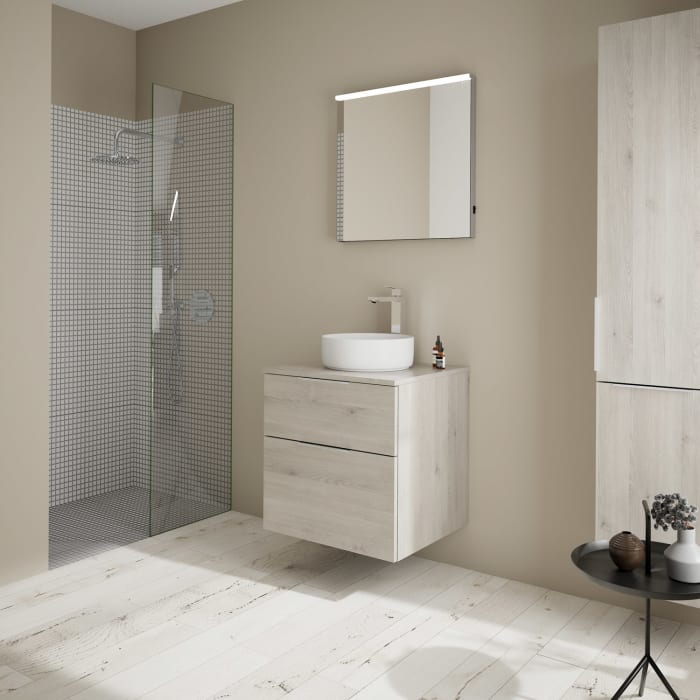 burgbad Eqio Waschtischkombination mit Keramik-Aufsatzwaschtisch 60 cm, Griff G0146