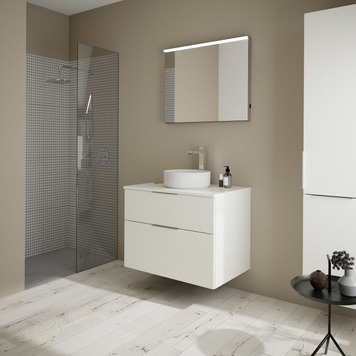 burgbad Eqio Waschtischkombination mit Keramik-Aufsatzwaschtisch 80 cm, mit Griff G0146