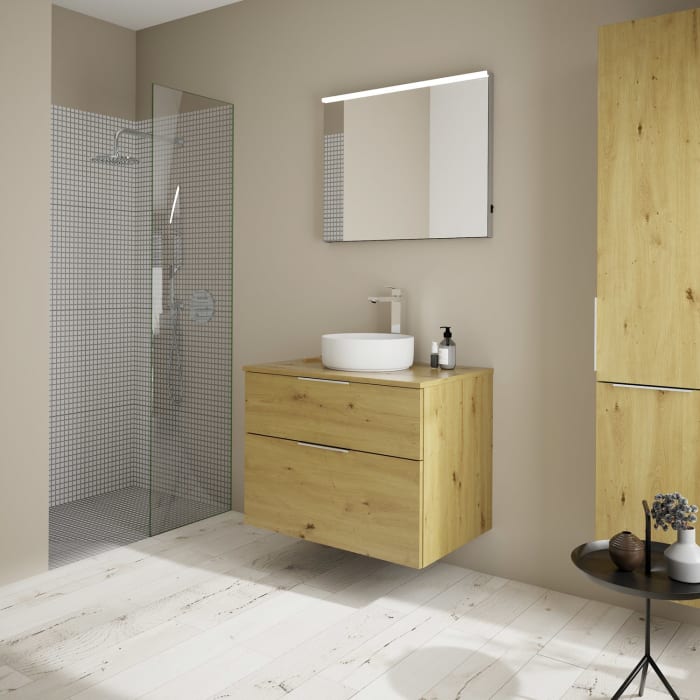 burgbad Eqio Waschtischkombination mit Keramik-Aufsatzwaschtisch 80 cm, mit Griff G0146