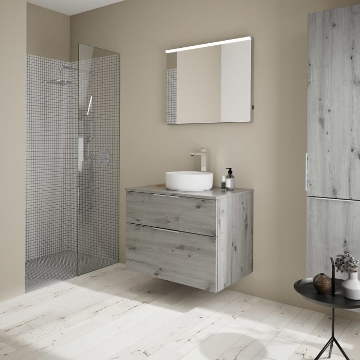 burgbad Eqio Waschtischkombination mit Keramik-Aufsatzwaschtisch 80 cm, mit Griff G0146