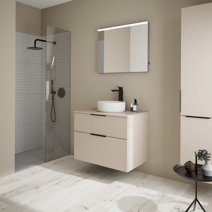 burgbad Eqio Waschtischkombination mit Keramik-Aufsatzwaschtisch 80 cm, mit Griff G0200