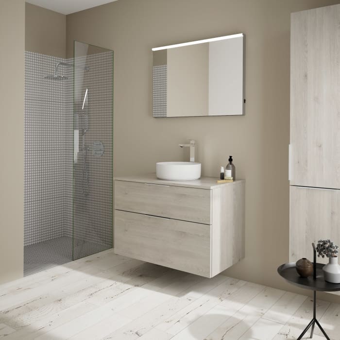 burgbad Eqio Waschtischkombination mit Keramik-Aufsatzwaschtisch 90 cm, mit Griff G0146