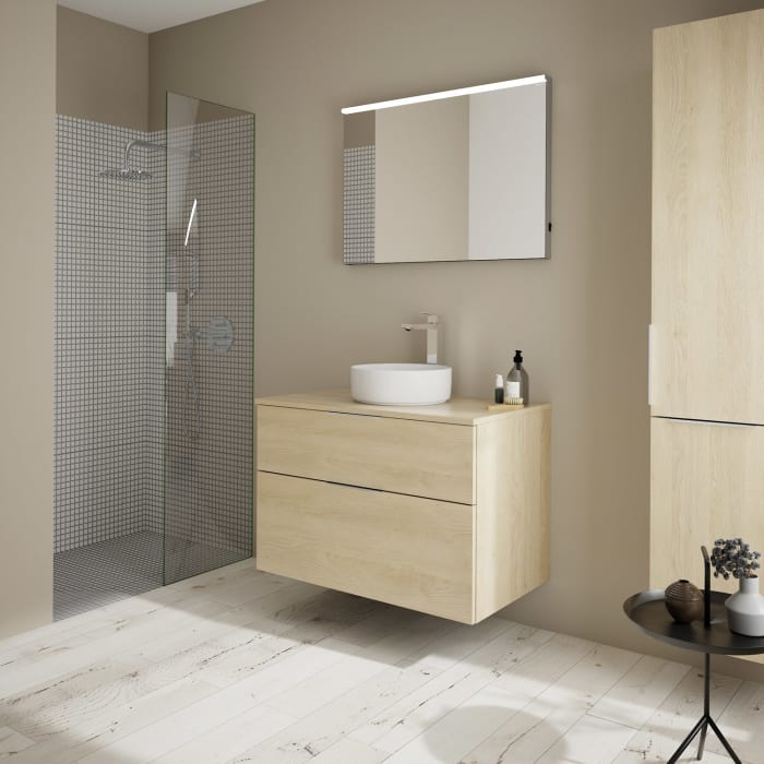 burgbad Eqio Waschtischkombination mit Keramik-Aufsatzwaschtisch 90 cm, mit Griff G0146