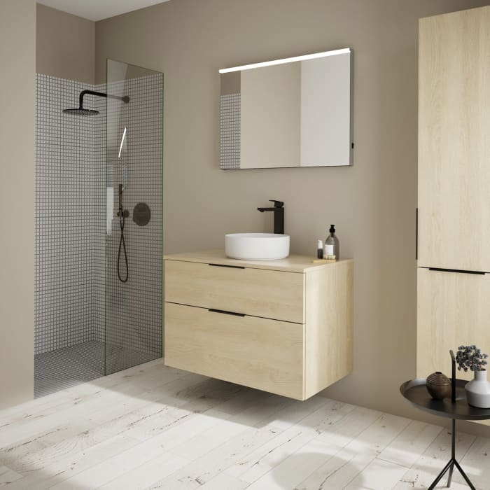 burgbad Eqio Waschtischkombination mit Keramik-Aufsatzwaschtisch 90 cm, mit Griff G0200