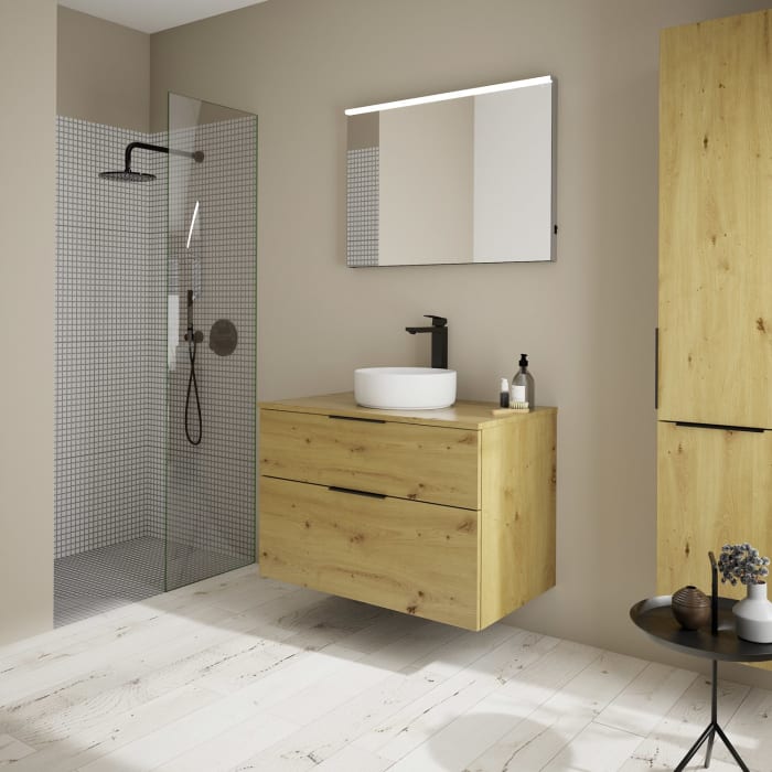 burgbad Eqio Waschtischkombination mit Keramik-Aufsatzwaschtisch 90 cm, mit Griff G0200