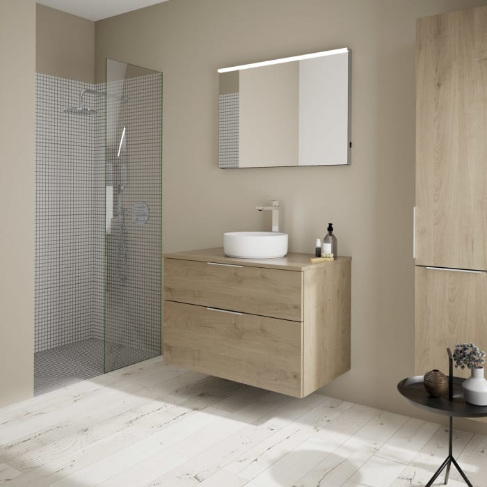 burgbad Eqio Waschtischkombination mit Keramik-Aufsatzwaschtisch 90 cm, mit Griff G0146