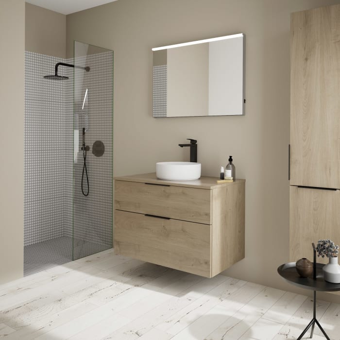 burgbad Eqio Waschtischkombination mit Keramik-Aufsatzwaschtisch 90 cm, mit Griff G0200