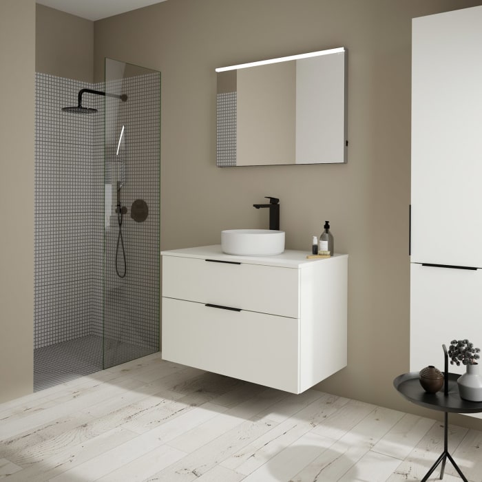 burgbad Eqio Waschtischkombination mit Keramik-Aufsatzwaschtisch 90 cm, mit Griff G0200