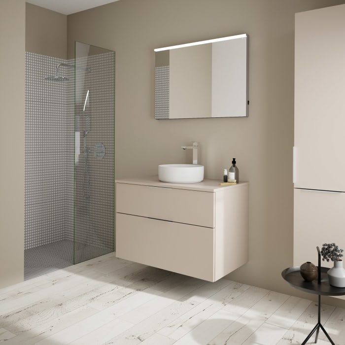 burgbad Eqio Waschtischkombination mit Keramik-Aufsatzwaschtisch 90 cm, mit Griff G0146