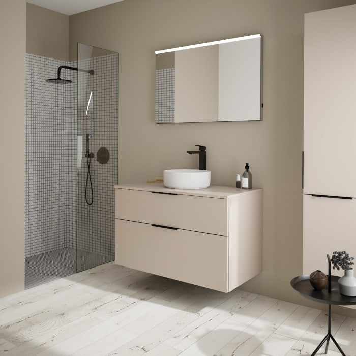 burgbad Eqio Waschtischkombination mit Keramik-Aufsatzwaschtisch 100 cm, mit Griff G0200