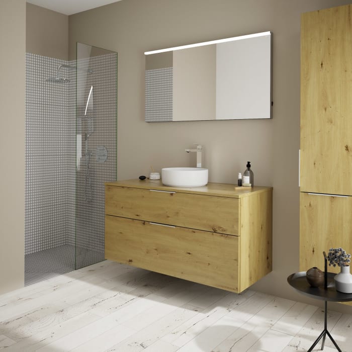 burgbad Eqio Waschtischkombination mit Keramik-Aufsatzwaschtisch 120 cm, mit Griff G0146