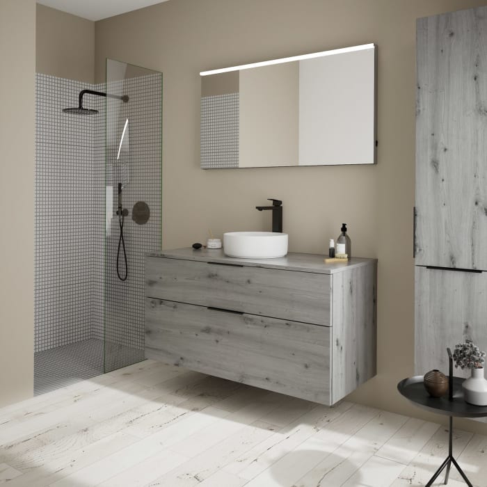 burgbad Eqio Waschtischkombination mit Keramik-Aufsatzwaschtisch 120 cm, mit Griff G0200