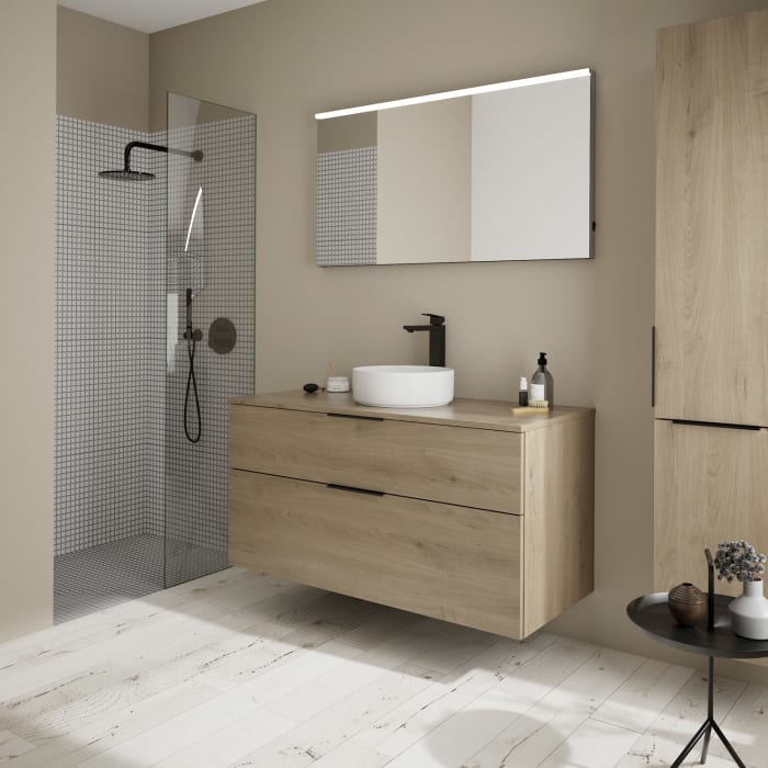 burgbad Eqio Waschtischkombination mit Keramik-Aufsatzwaschtisch 120 cm, mit Griff G0200