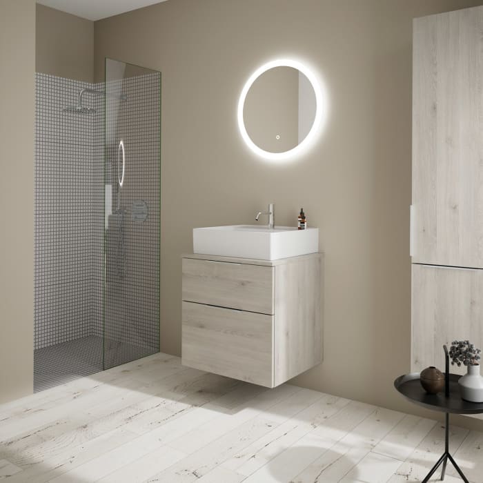 burgbad Eqio Waschtischkombination mit Keramik-Aufsatzwaschtisch 60 cm, mit Griff G0146