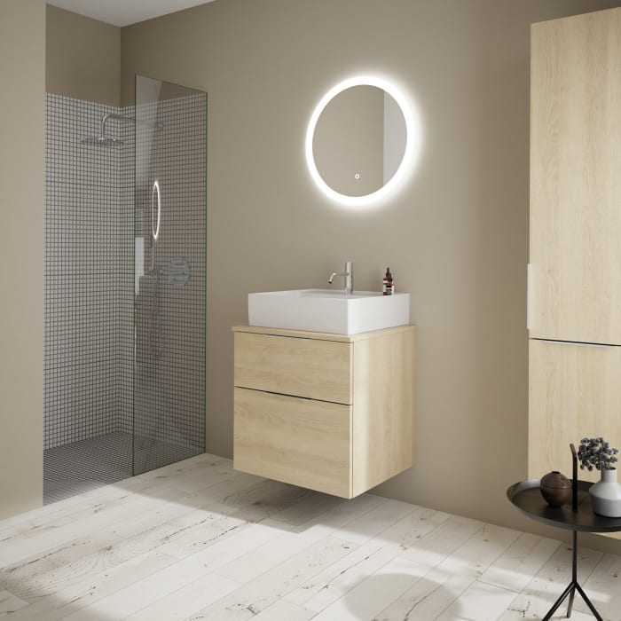 burgbad Eqio Waschtischkombination mit Keramik-Aufsatzwaschtisch 60 cm, mit Griff G0146