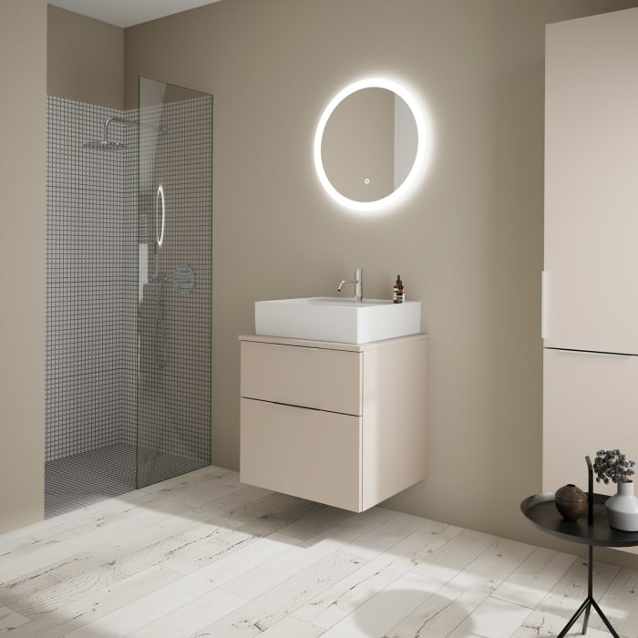 burgbad Eqio Waschtischkombination mit Keramik-Aufsatzwaschtisch 60 cm, mit Griff G0146