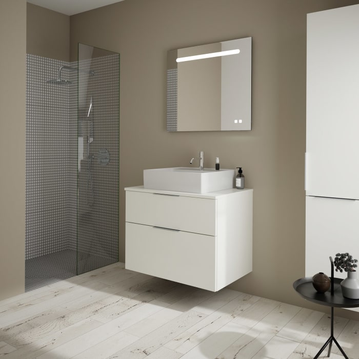 burgbad Eqio Waschtischkombination mit Keramik-Aufsatzwaschtisch 80 cm, mit Griff P0146