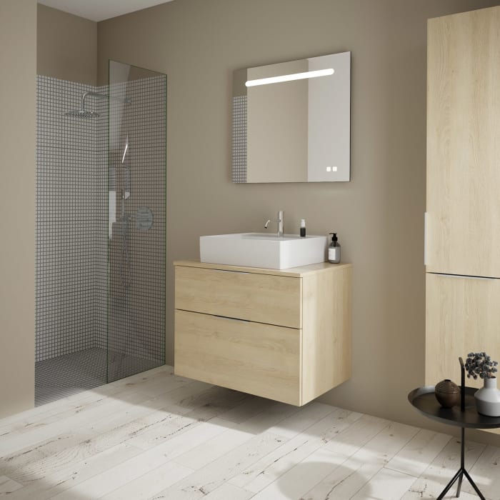 burgbad Eqio Waschtischkombination mit Keramik-Aufsatzwaschtisch 80 cm, mit Griff P0146