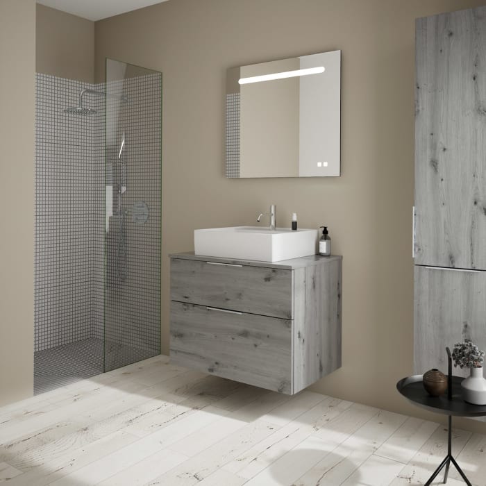 burgbad Eqio Waschtischkombination mit Keramik-Aufsatzwaschtisch 80 cm, mit Griff P0146