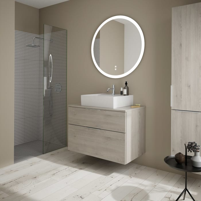 burgbad Eqio Waschtischkombination mit Keramik-Aufsatzwaschtisch 90 cm, mit Griff G0146