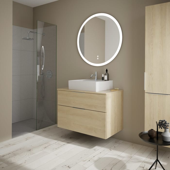 burgbad Eqio Waschtischkombination mit Keramik-Aufsatzwaschtisch 90 cm, mit Griff G0146