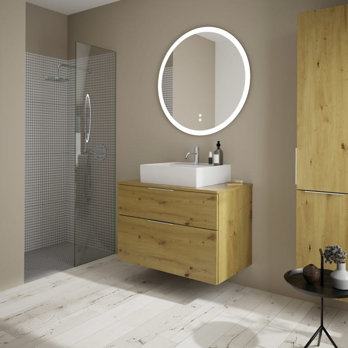 burgbad Eqio Waschtischkombination mit Keramik-Aufsatzwaschtisch 90 cm, mit Griff G0146