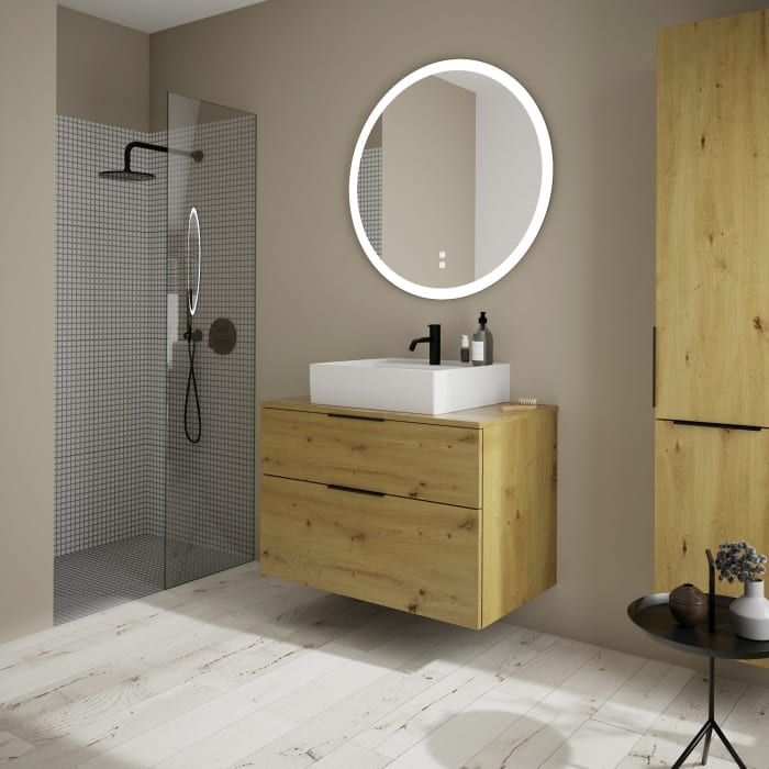 burgbad Eqio Waschtischkombination mit Keramik-Aufsatzwaschtisch 90 cm, mit Griff G0200