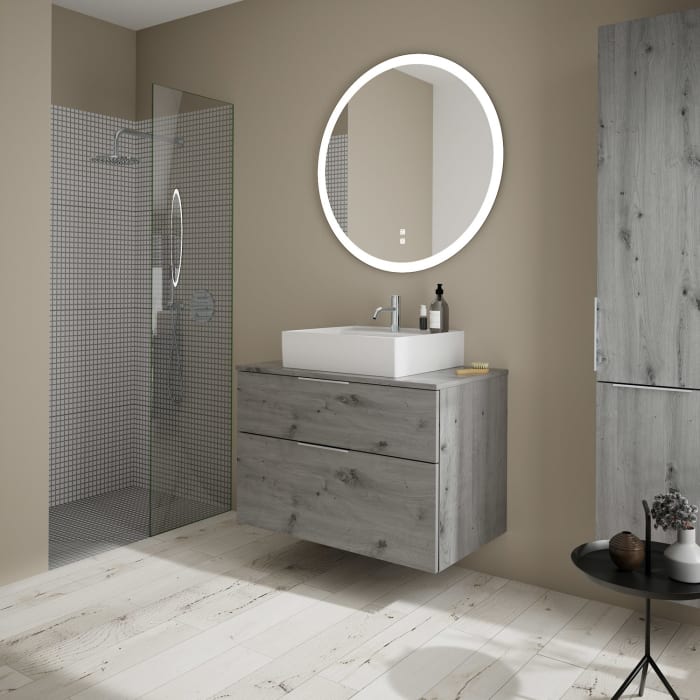 burgbad Eqio Waschtischkombination mit Keramik-Aufsatzwaschtisch 90 cm, mit Griff G0146