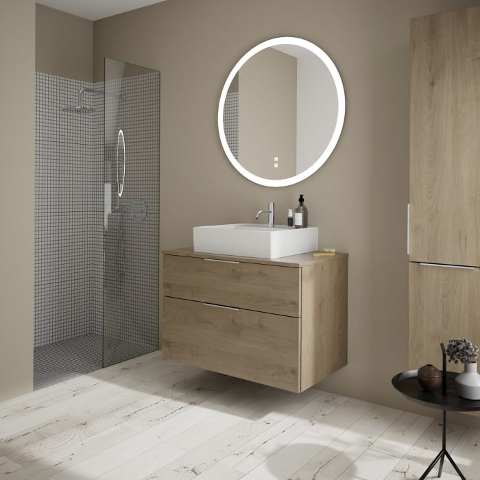 burgbad Eqio Waschtischkombination mit Keramik-Aufsatzwaschtisch 90 cm, mit Griff G0146