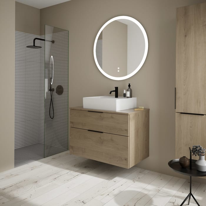 burgbad Eqio Waschtischkombination mit Keramik-Aufsatzwaschtisch 90 cm, mit Griff G0200