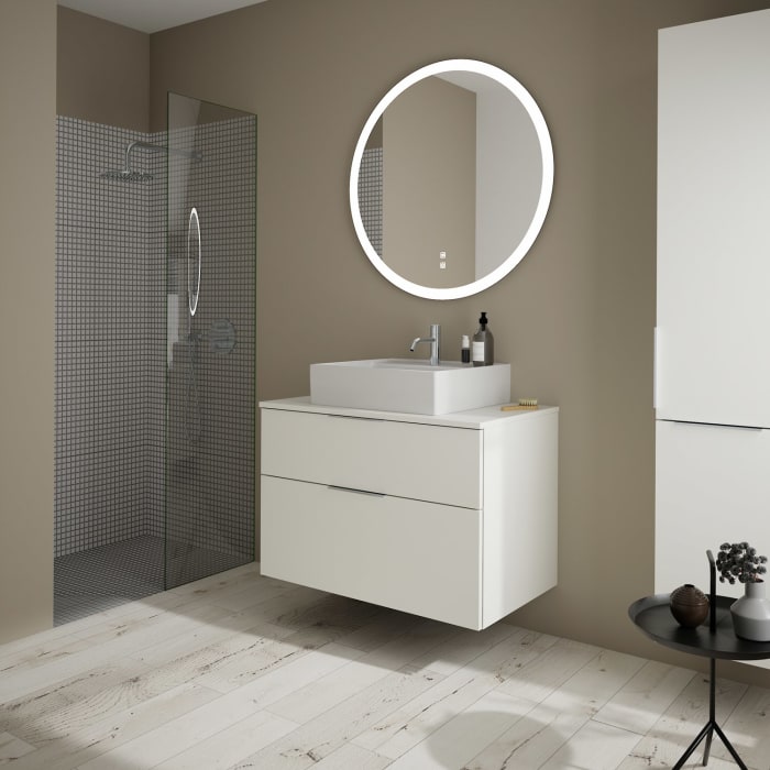 burgbad Eqio Waschtischkombination mit Keramik-Aufsatzwaschtisch 90 cm, mit Griff G0146