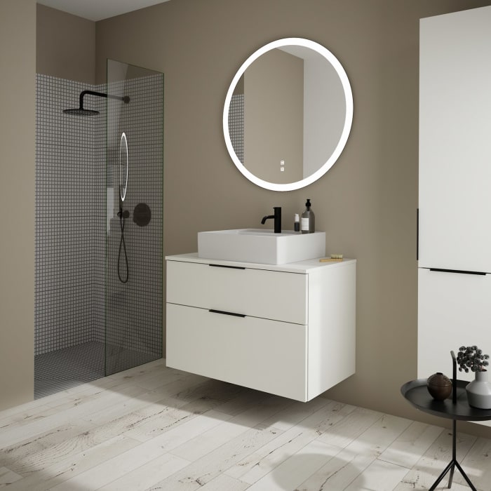 burgbad Eqio Waschtischkombination mit Keramik-Aufsatzwaschtisch 90 cm, mit Griff G0200