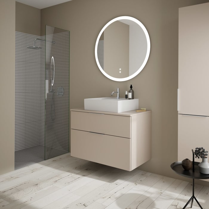 burgbad Eqio Waschtischkombination mit Keramik-Aufsatzwaschtisch 90 cm, mit Griff G0146