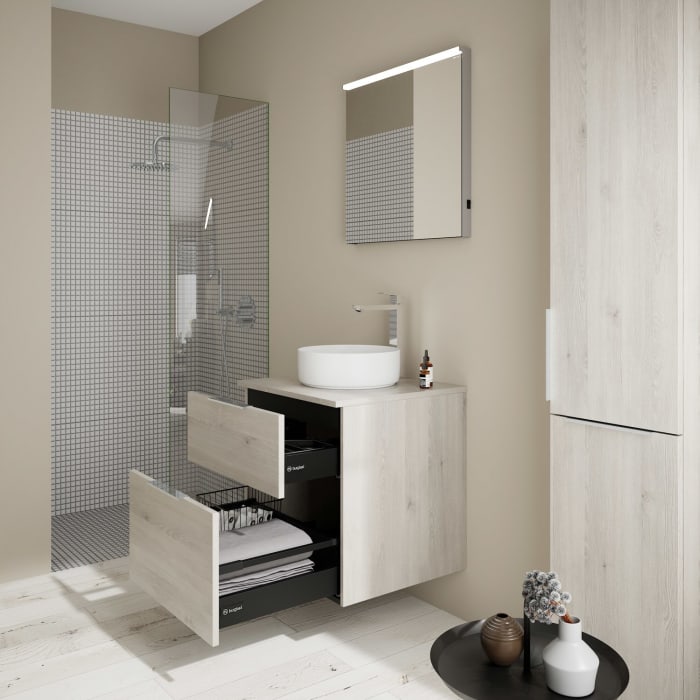 burgbad Eqio Waschtischkombination mit Keramik-Aufsatzwaschtisch 60 cm, Griff G0146