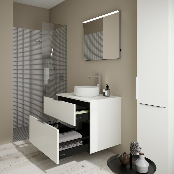 burgbad Eqio Waschtischkombination mit Keramik-Aufsatzwaschtisch 80 cm, mit Griff G0146