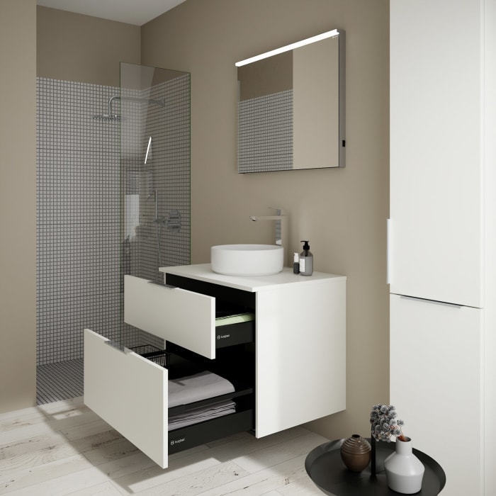 burgbad Eqio Waschtischkombination mit Keramik-Aufsatzwaschtisch 80 cm, mit Griff G0146