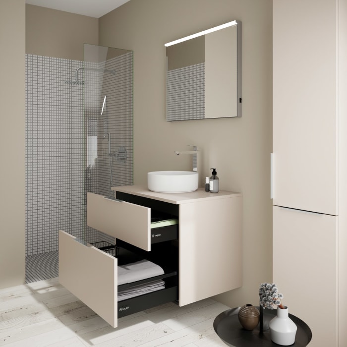 burgbad Eqio Waschtischkombination mit Keramik-Aufsatzwaschtisch 80 cm, mit Griff G0146