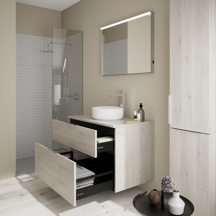 burgbad Eqio Waschtischkombination mit Keramik-Aufsatzwaschtisch 90 cm, mit Griff G0146