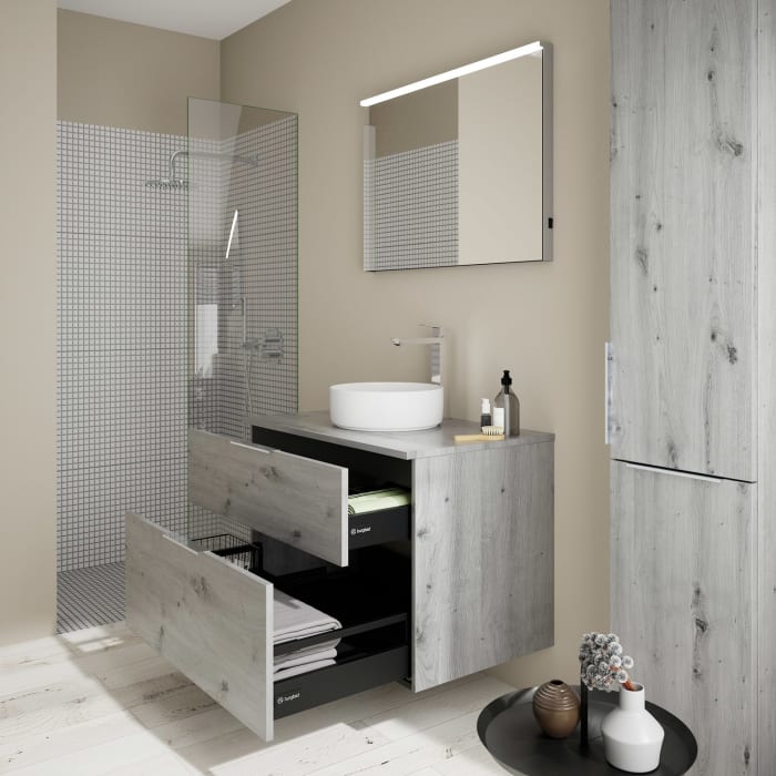 burgbad Eqio Waschtischkombination mit Keramik-Aufsatzwaschtisch 90 cm, mit Griff G0146