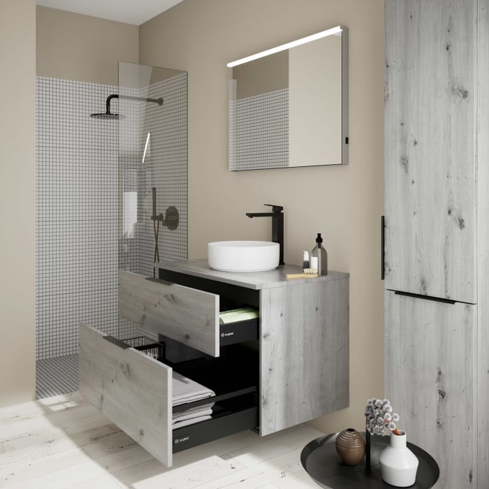 burgbad Eqio Waschtischkombination mit Keramik-Aufsatzwaschtisch 90 cm, mit Griff G0200