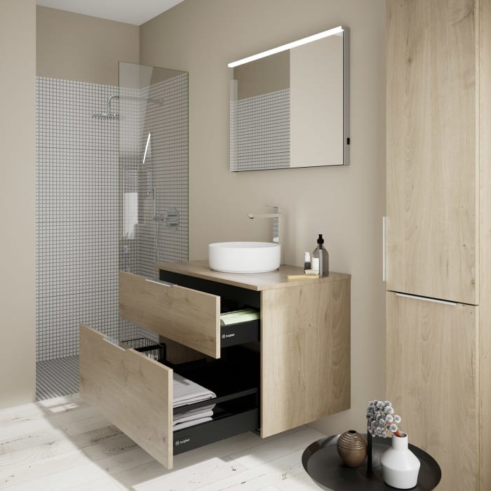 burgbad Eqio Waschtischkombination mit Keramik-Aufsatzwaschtisch 90 cm, mit Griff G0146