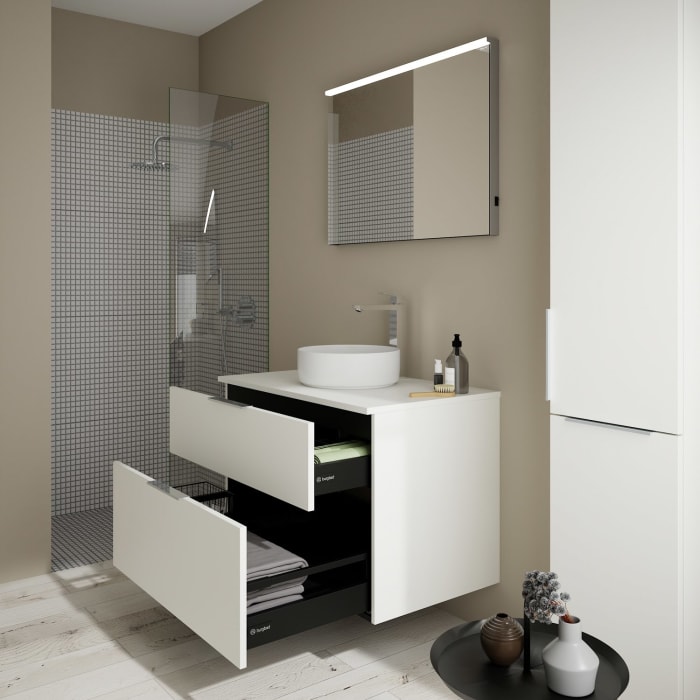 burgbad Eqio Waschtischkombination mit Keramik-Aufsatzwaschtisch 90 cm, mit Griff G0146