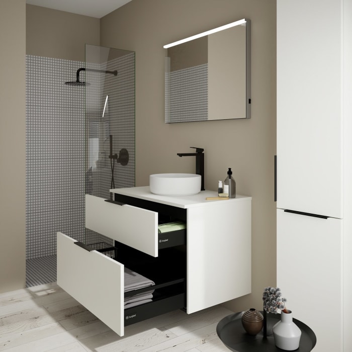 burgbad Eqio Waschtischkombination mit Keramik-Aufsatzwaschtisch 90 cm, mit Griff G0200