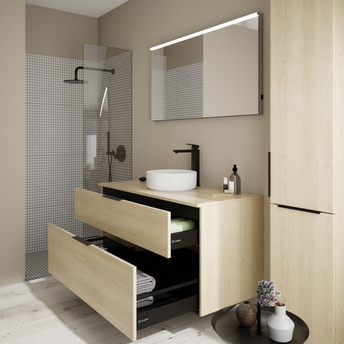 burgbad Eqio Waschtischkombination mit Keramik-Aufsatzwaschtisch 120 cm, mit Griff G0200